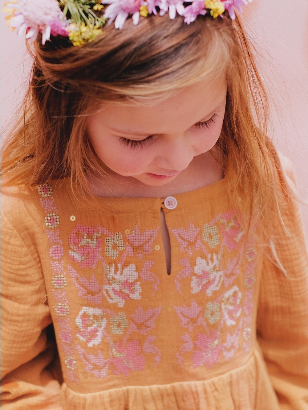 Louise Misha Uros Nuts Embroidered Boho Dress 6Y